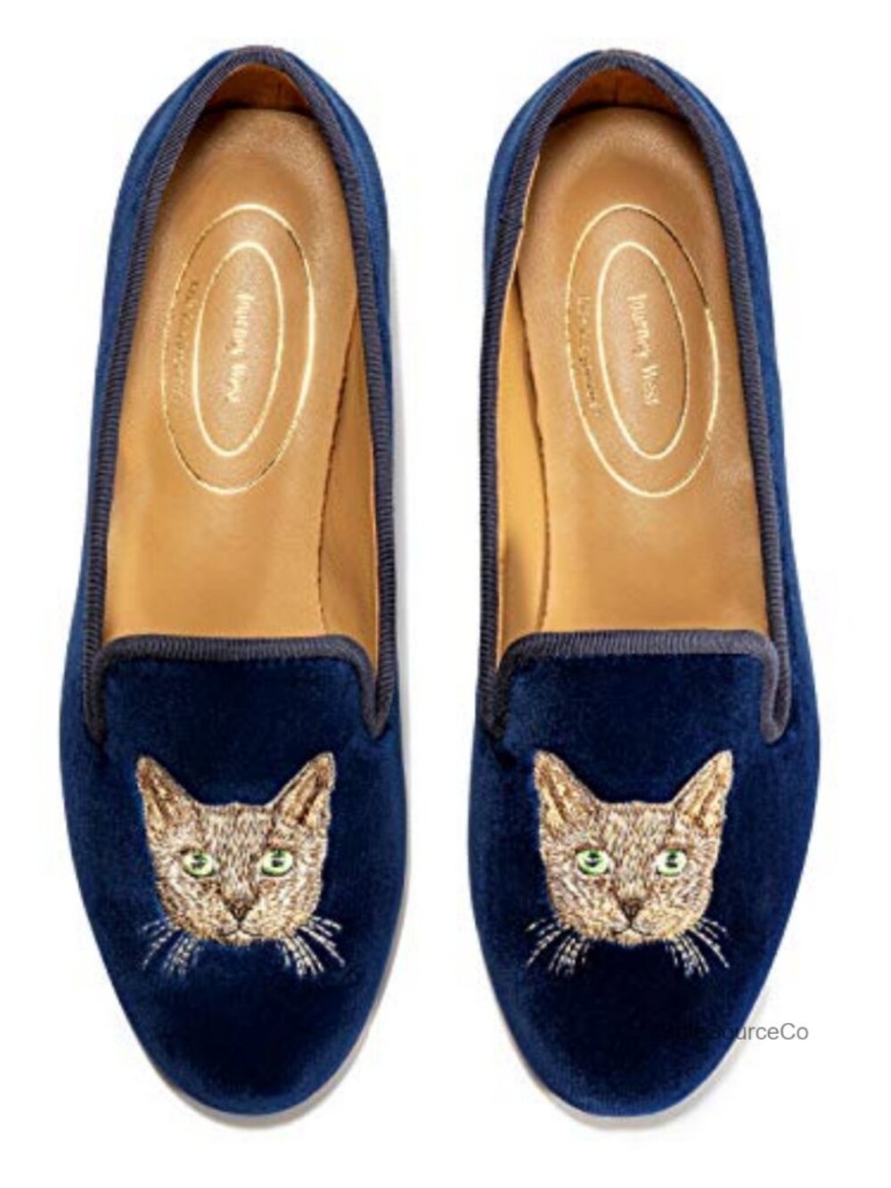 Velvet Loafer Flats Embroidery Goat Leather Insole Slip-On Shoes